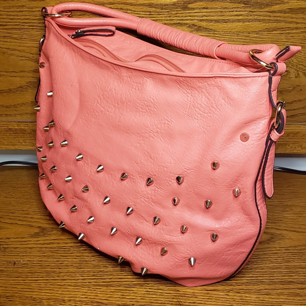 Pink Studded Purse / Pocketbook, Faux Leather